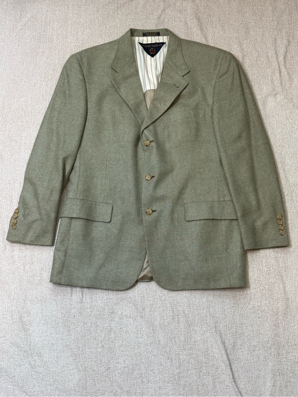 Vintage Tommy Hilfiger 40S Sage Green Blazer Old Money Preppy 90s Y2K
